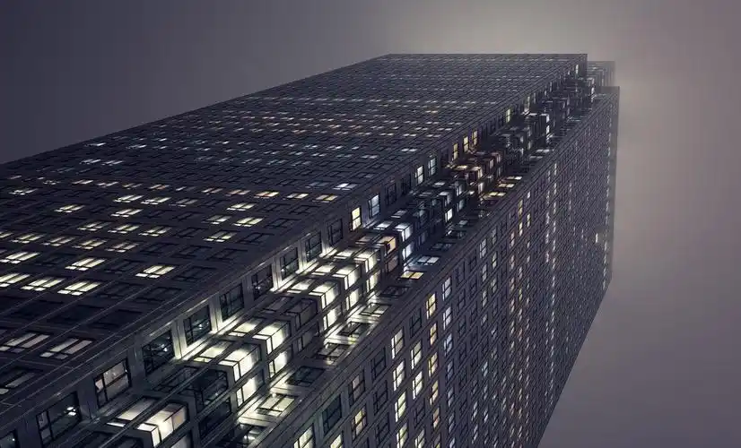 仰视商务大楼ppt背景图