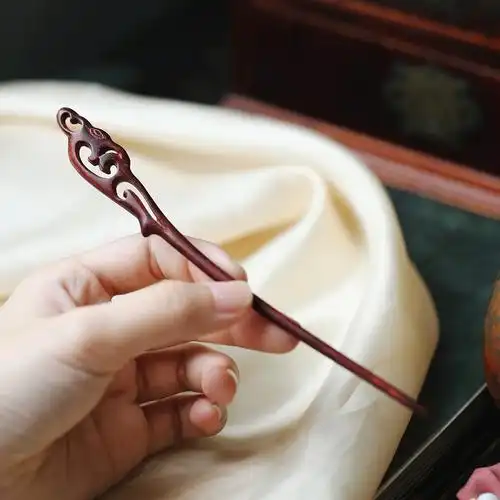 小叶紫檀发簪【灵狐】红木簪子民族风发钗发饰