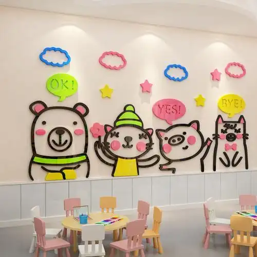 幼儿园墙面装饰环境创材料j布置文化托管班画教室培训机构楼梯大