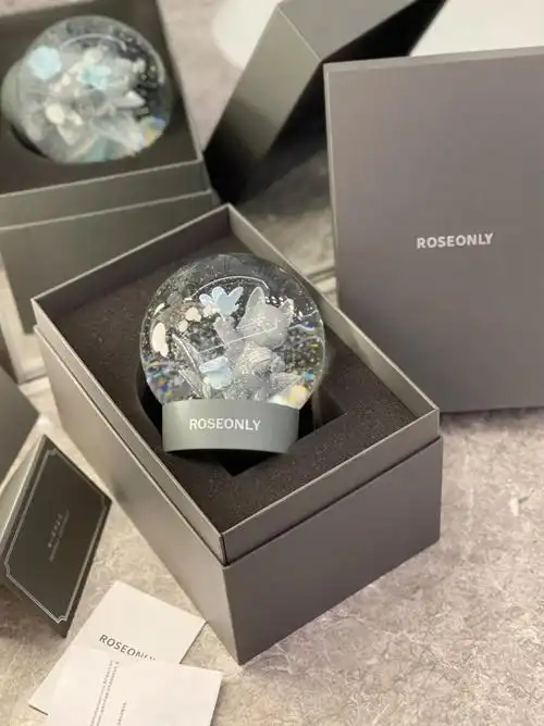 roseonly水晶球roseonly家居水晶玻璃球永生猫咪蝴蝶礼盒生日礼物客厅
