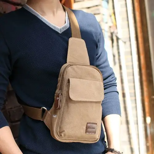 帆布小包胸包韩版休闲男包单肩包男士背包腰包天天_男包_花带狗