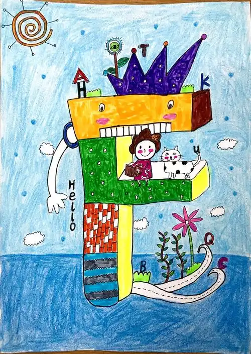 i like english! 玉泉二年级单词字母画