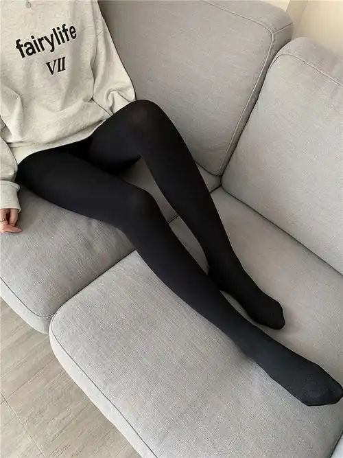 黑色打底裤袜秋季中厚款光腿丝袜女加厚连裤袜连体连脚黑_艾米依内衣