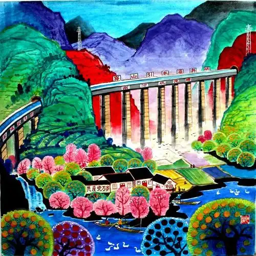 画) 井研县作为四川省唯一的农民画画乡,被文化部命名为"中国民间文化