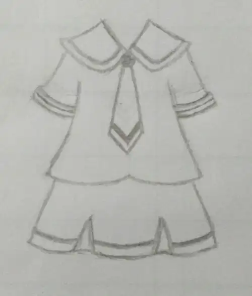 插画手绘铅笔画萌系水手服简笔画 手绘 线稿 700691