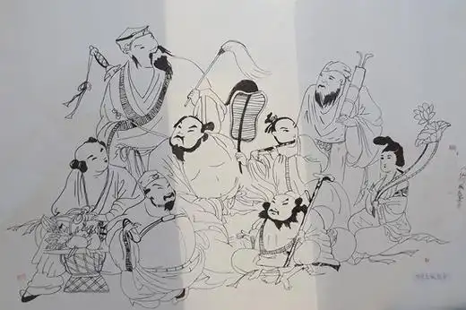 学生工笔画"八仙过海"学生作品学生书法作品