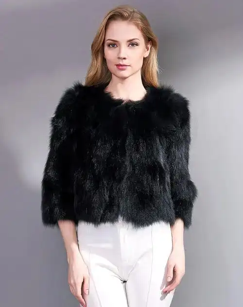 简约大方短款狐狸毛皮草外套