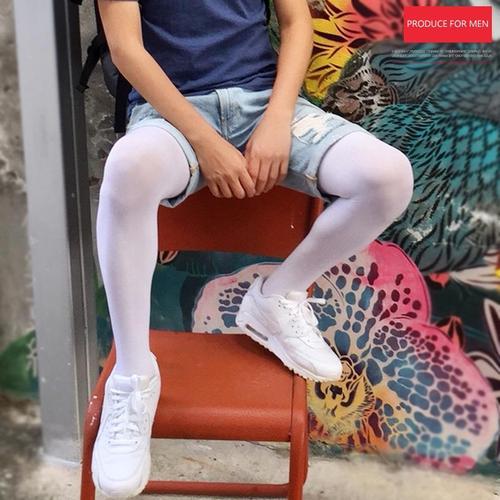 白裤袜男士丝袜男伪娘连体专用芭蕾舞蹈白色连裤袜天鹅绒打底袜