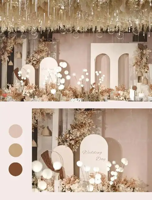 预告——我喜欢的香槟色素雅柔和淡雅的布置,温柔的色调搭配同色花艺