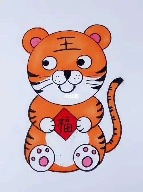 简笔画用尺子画小老虎