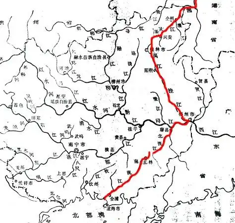 广西水系图.水路示意.