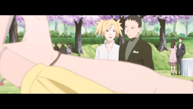 鸣人和雏田婚礼上幸福的奈良鹿丸和手鞠