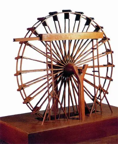 除了龙骨水车之外,还有一种取水灌田工具:筒车,也称"水转筒车",是用