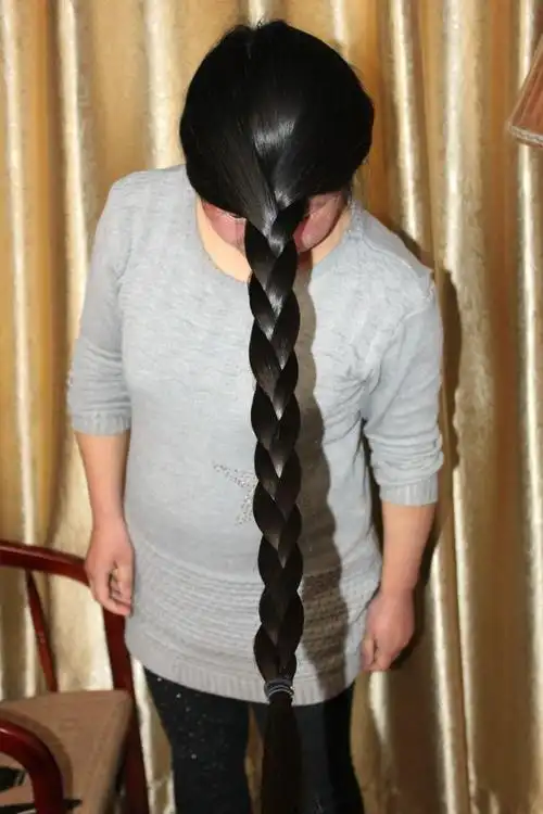 剪下一米多乌黑柔顺过膝长发-北京(face)-083