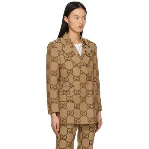 古驰gucci 外套女士奢侈品gucci 驼色 gg 西装 2580 camel/ebony it