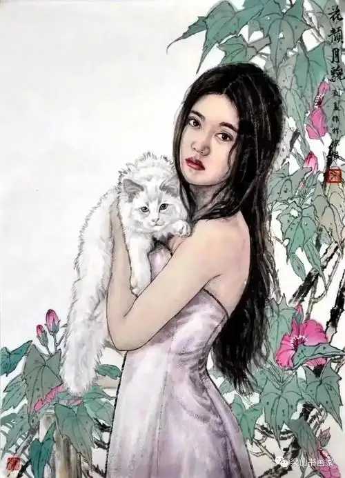 青年画家刘夏现代国画工笔人物