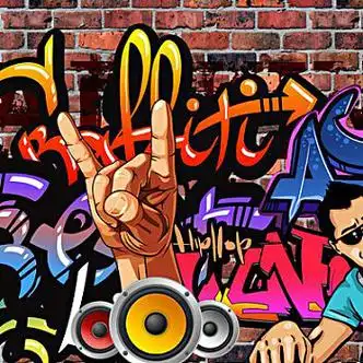 工业风酒吧餐厅涂鸦墙面砖墙涂鸦图案 (69)