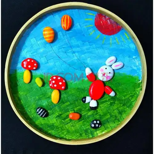 石头画创意diy材料幼儿园手工制作礼物彩绘石头画成品手绘鹅卵石sn