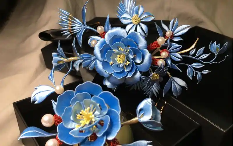 仿故宫文物点翠簪非遗缠花