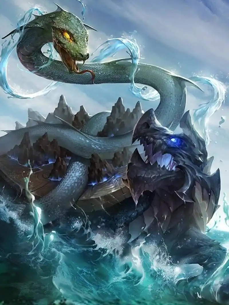 中国四大神兽玄武 玄武,中国古代神话中的天之四灵之一,又名龟蛇,源于