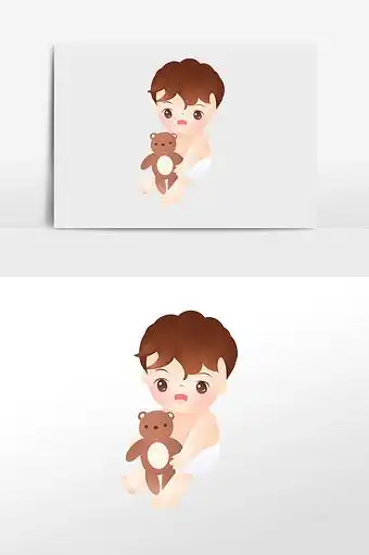 卡通穿纸尿裤宝宝