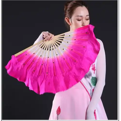 广场舞扇子真丝舞蹈扇子跳舞扇子双面一对竹骨左右手胶州扭秧歌扇广场