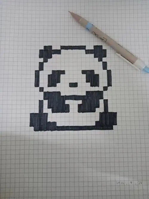 格子像素画可爱の大熊猫