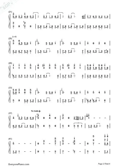 爱爱爱-方大同双手简谱预览2-钢琴谱文件(五线谱,双手简谱,数字谱