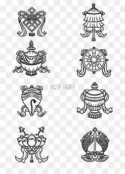 佛教八宝图线描