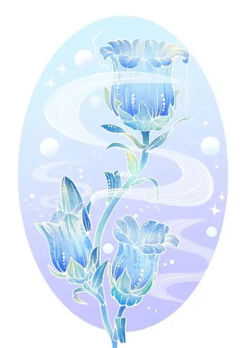 国潮插画花卉丨风铃草速写丨