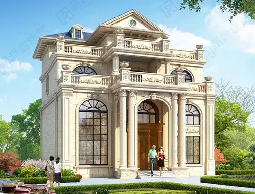 200平四层豪华大气的欧式别墅外观效果图--派睿建筑