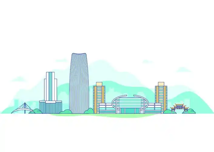 义乌城市扁平化插画