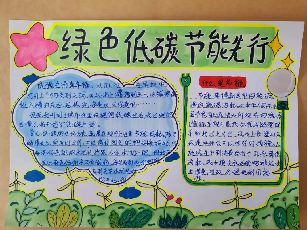 环保手抄报.7月10-16日是全国节能宣传周,12日是全国低碳日.