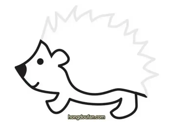 一比一步跟着描图!画一只卡通小刺猬-红豆饭小学生简笔画大全