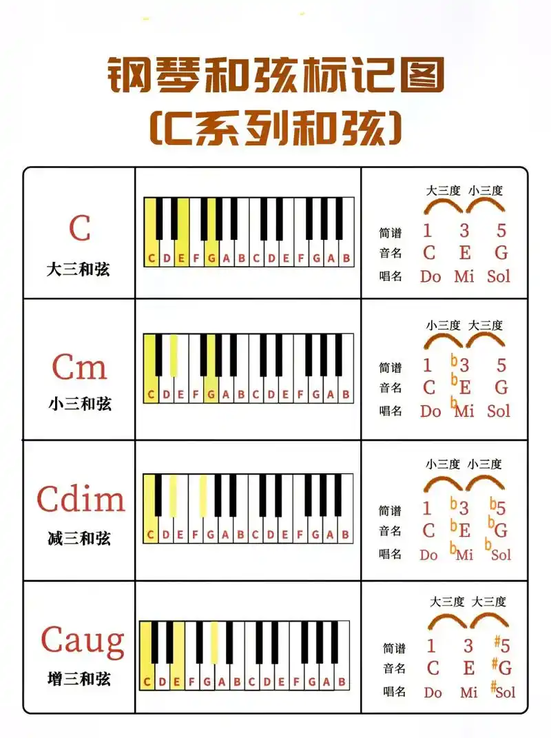 钢琴常见c和弦.#学琴之路 #钢琴93 #琴童家长 - 抖音