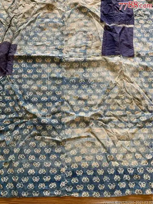 古董古玩收藏杂项清代蓝布床单布料蓝花布被套民俗收藏老物件