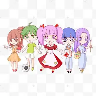 可爱手绘多才多艺男生女生节日吉祥物卡通素材