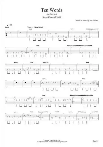 急求老乔ten words 的吉他谱 最好是图片