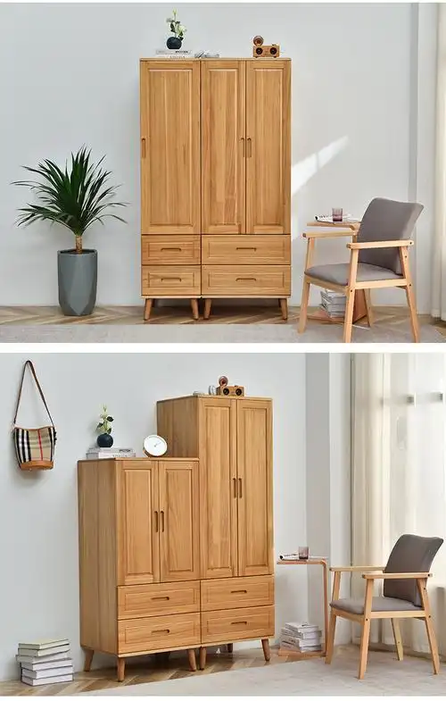 北欧小户型矮衣柜实木儿童衣柜小户型卧室储物柜简约