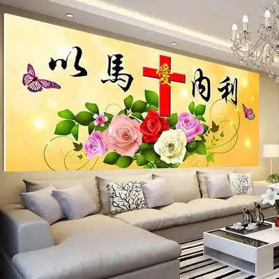 5d魔方钻以马内利金箔漆画手绘文化艺术墙彩绘涂鸦绢画油画国画