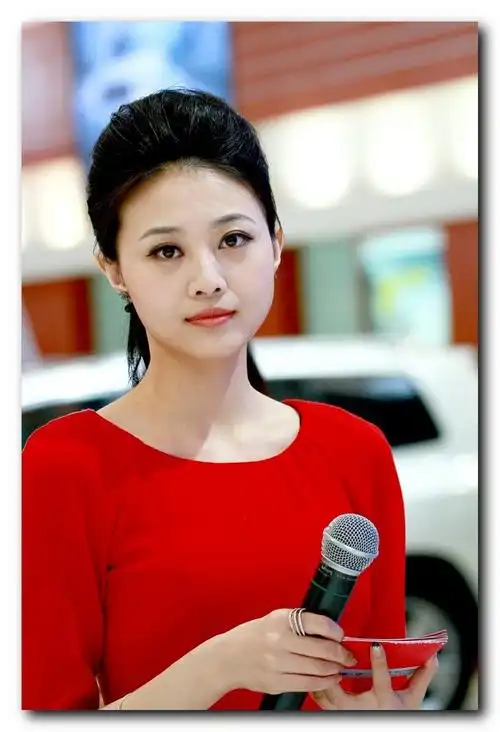 黑龙江电视台的节目主持人在车展现场