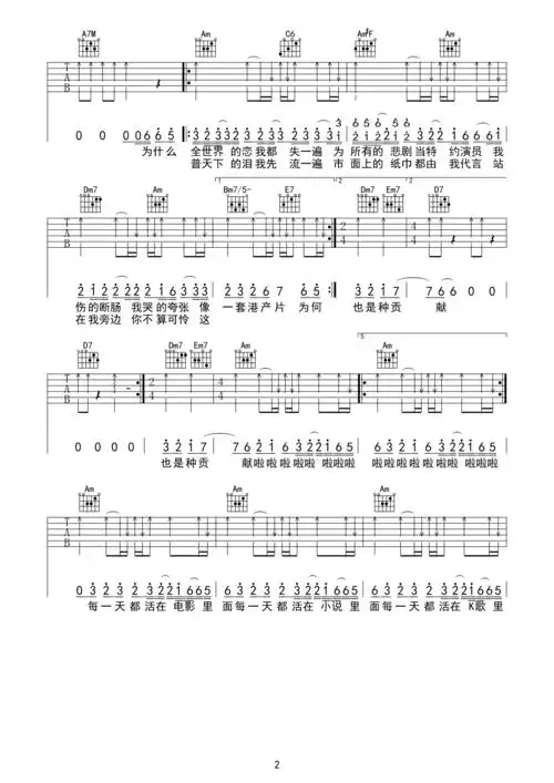 李荣浩 - 喜剧之王 [弹唱] 吉他谱