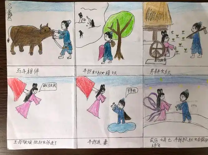 趣味语文,我们的《牛郎织女》连环画