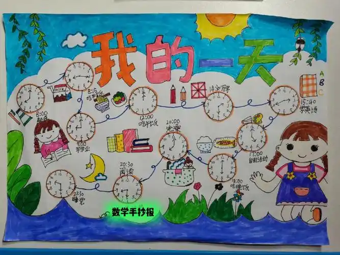 暑假作业我的一天时间管理手抄报