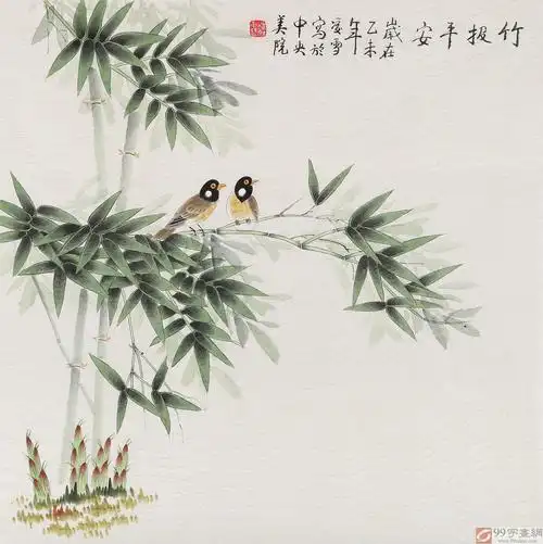 北京美协凌雪四尺斗方《竹报平安》 - 竹子画 - 99字画网