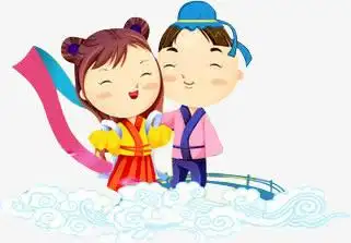 手绘卡通牛郎织女