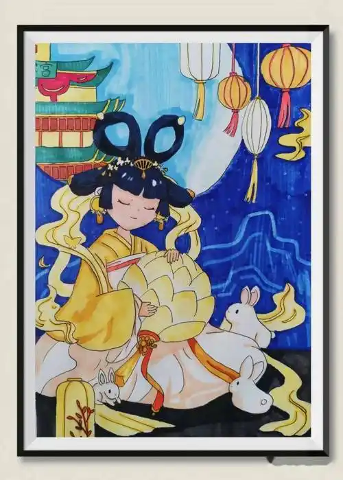 传统文化故事创作中小学生绘画作品展_年级_牛郎织女_场景