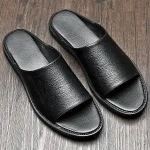 皮拖鞋男真皮休闲韩版图片