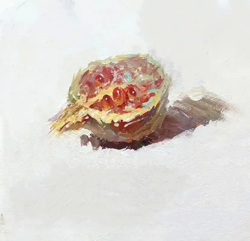 石榴(切半)超详细步骤解析(内有更单体)#水粉静物 #色彩静 - 抖音