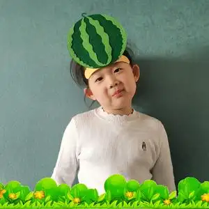 西瓜头饰菠萝帽子幼儿园小朋友扮演水果道具儿童游戏木瓜卡通帽子